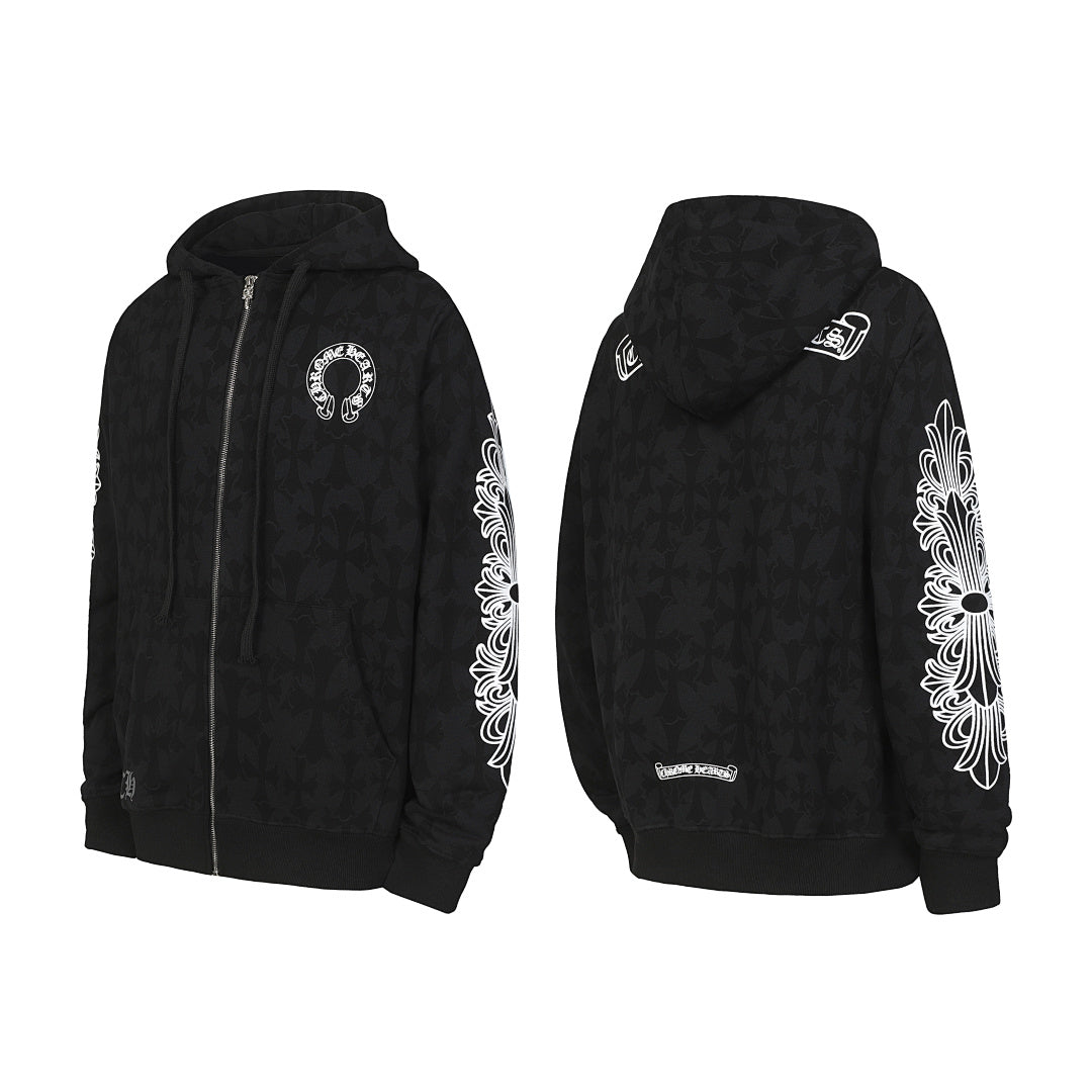 Chrome Hearts Graphic Zip-Up Hoodie