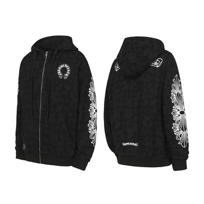 Chrome Hearts Graphic Zip-Up Hoodie