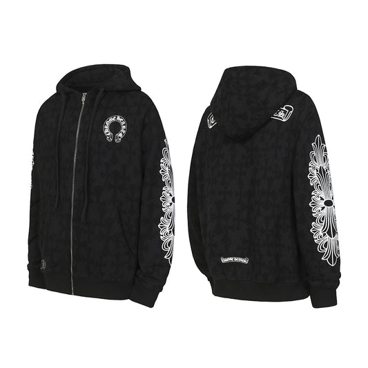 Chrome Hearts Graphic Zip-Up Hoodie