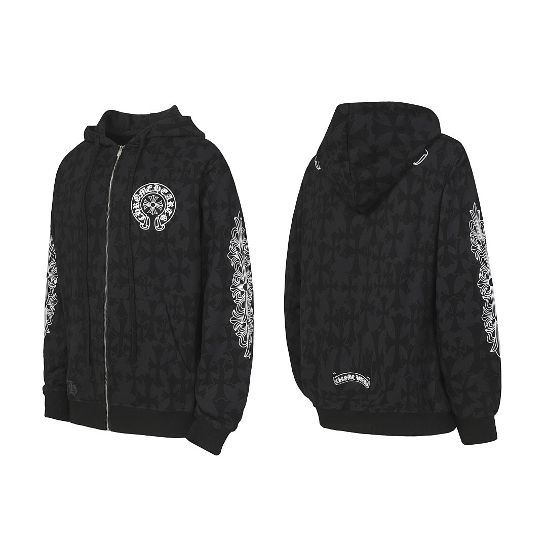 Chrome Hearts Graphic Zip-Up Hoodie