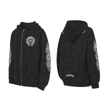 Chrome Hearts Graphic Zip-Up Hoodie