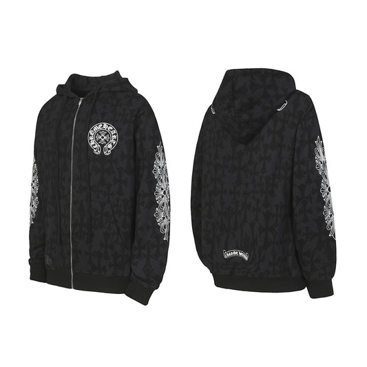 Chrome Hearts Graphic Zip-Up Hoodie