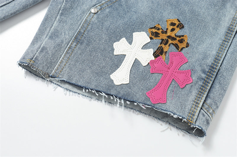 Chrome Hearts Distressed Denim Jeans | Stretch Tapered Fit