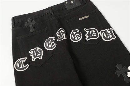 Chrome Hearts Distressed Denim Jeans | Stretch Tapered Fit