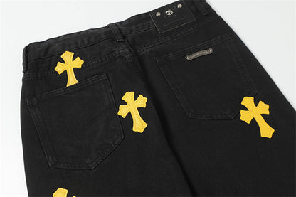 Chrome Hearts Distressed Denim Jeans | Stretch Tapered Fit