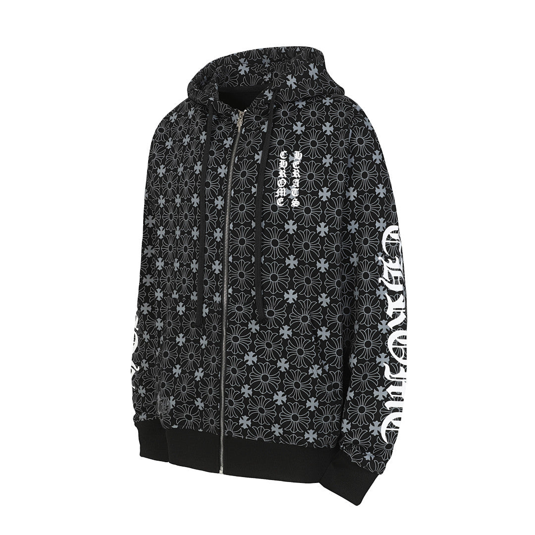 Chrome Hearts Graphic Zip-Up Hoodie
