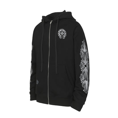 Chrome Hearts Graphic Zip-Up Hoodie