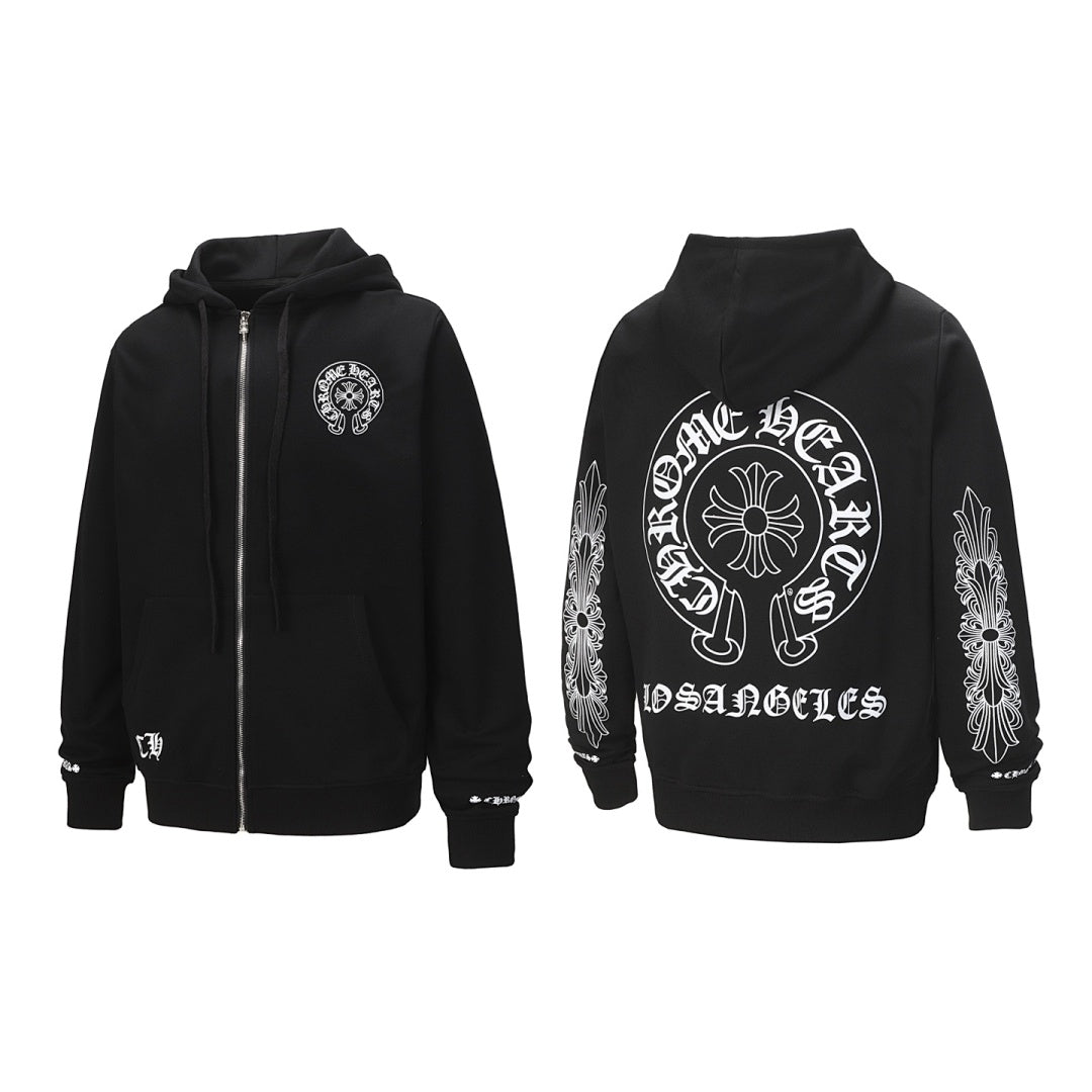 Chrome Hearts Graphic Zip-Up Hoodie