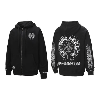 Chrome Hearts Graphic Zip-Up Hoodie