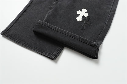 Chrome Hearts Distressed Denim Jeans | Stretch Tapered Fit
