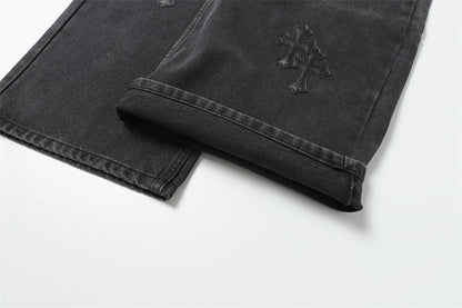 Chrome Hearts Distressed Denim Jeans | Stretch Tapered Fit