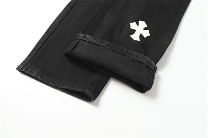 Chrome Hearts Distressed Denim Jeans | Stretch Tapered Fit