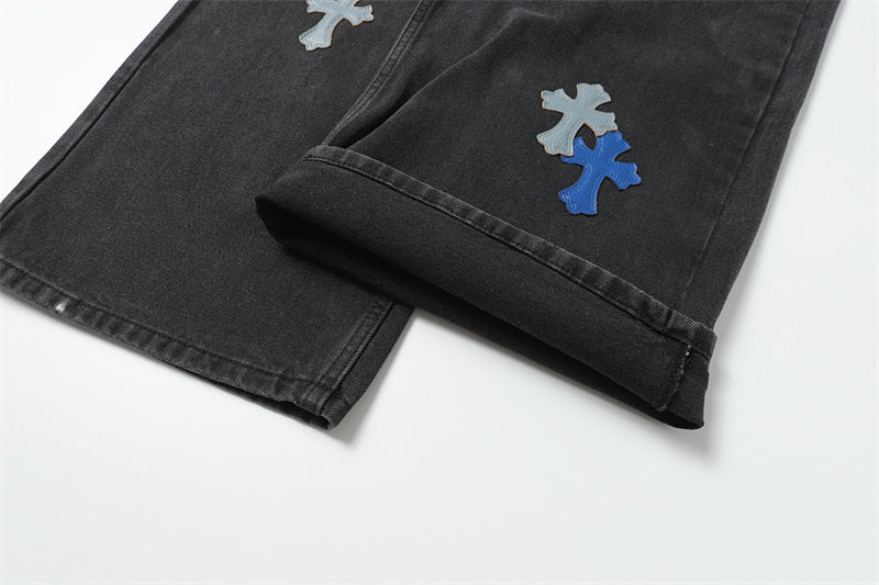 Chrome Hearts Distressed Denim Jeans | Stretch Tapered Fit
