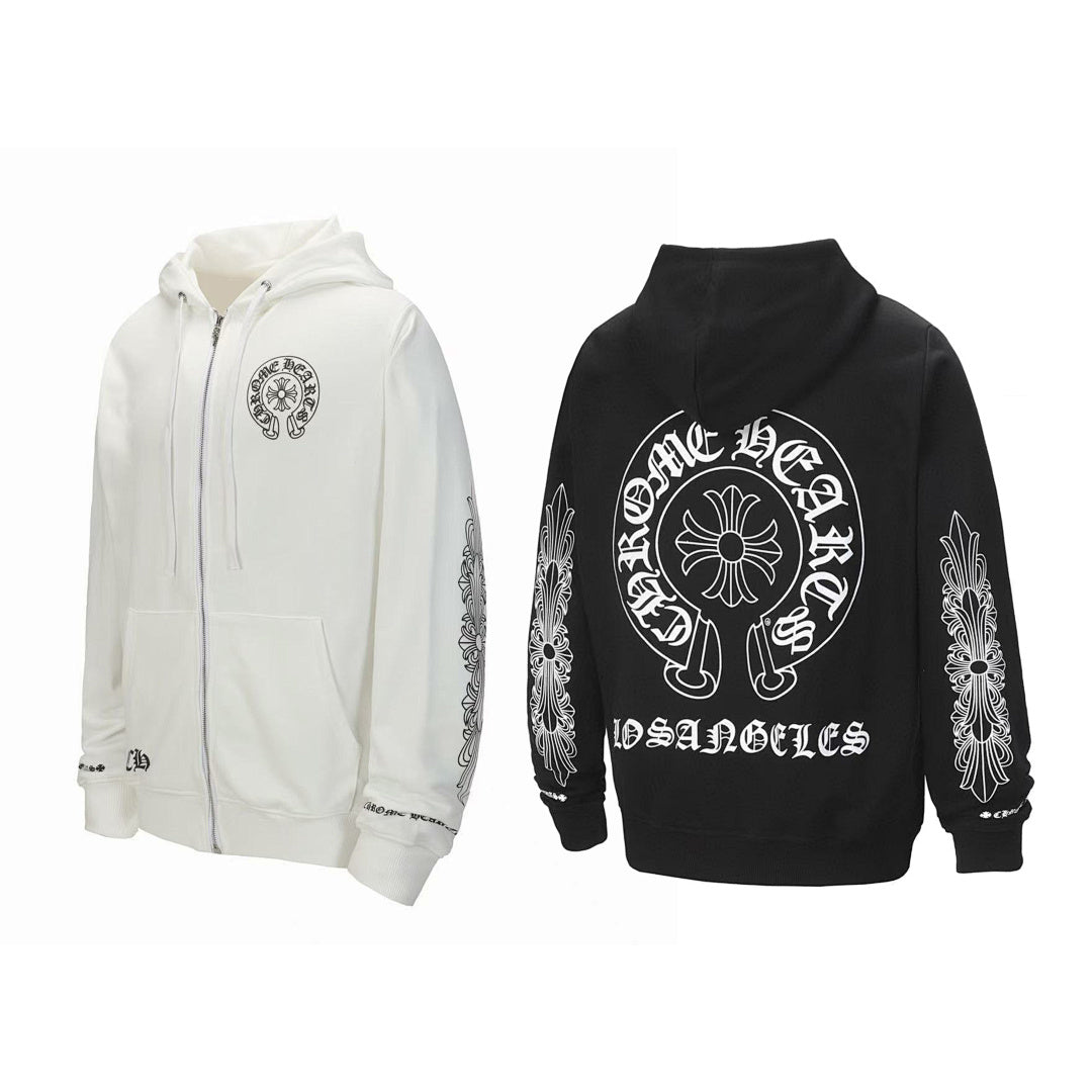 Chrome Hearts Graphic Zip-Up Hoodie