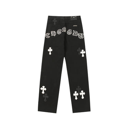 Chrome Hearts Distressed Denim Jeans | Stretch Tapered Fit
