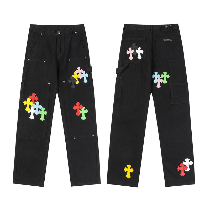 Chrome Hearts Distressed Denim Jeans | Stretch Tapered Fit