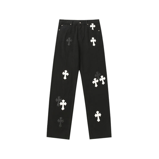 Chrome Hearts Distressed Denim Jeans | Stretch Tapered Fit