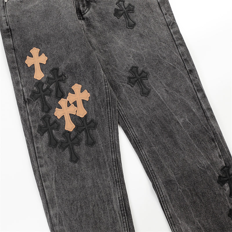 Chrome Hearts Distressed Denim Jeans | Stretch Tapered Fit