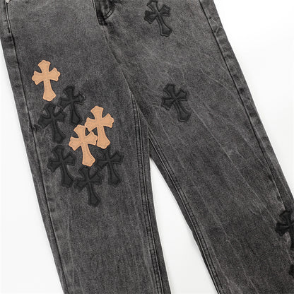 Chrome Hearts Distressed Denim Jeans | Stretch Tapered Fit