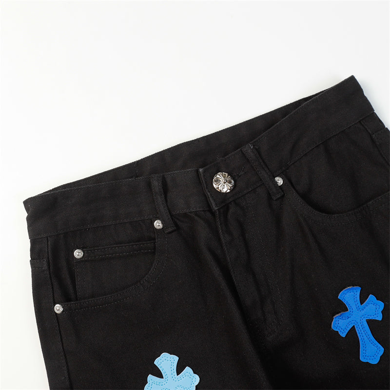 Chrome Hearts Distressed Denim Jeans | Stretch Tapered Fit