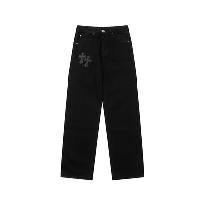 Chrome Hearts Distressed Denim Jeans | Stretch Tapered Fit