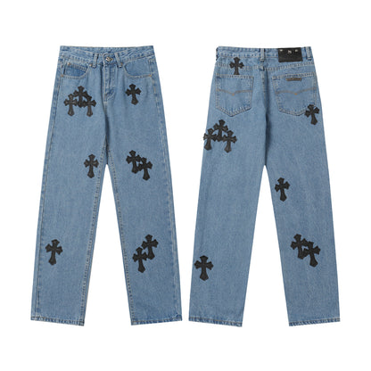 Chrome Hearts Distressed Denim Jeans | Stretch Tapered Fit