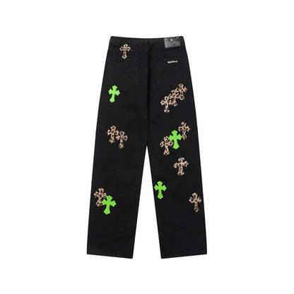 Chrome Hearts Distressed Denim Jeans | Stretch Tapered Fit