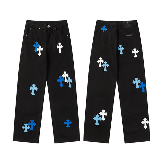 Chrome Hearts Distressed Denim Jeans | Stretch Tapered Fit