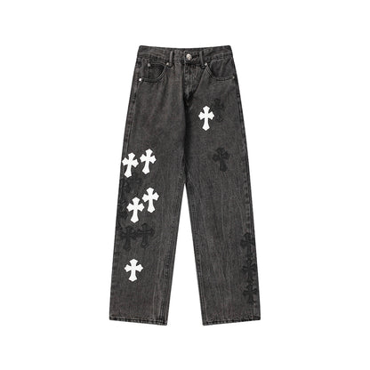 Chrome Hearts Distressed Denim Jeans | Stretch Tapered Fit