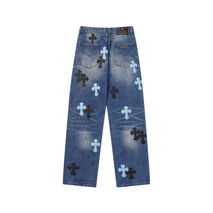 Chrome Hearts Distressed Denim Jeans | Stretch Tapered Fit