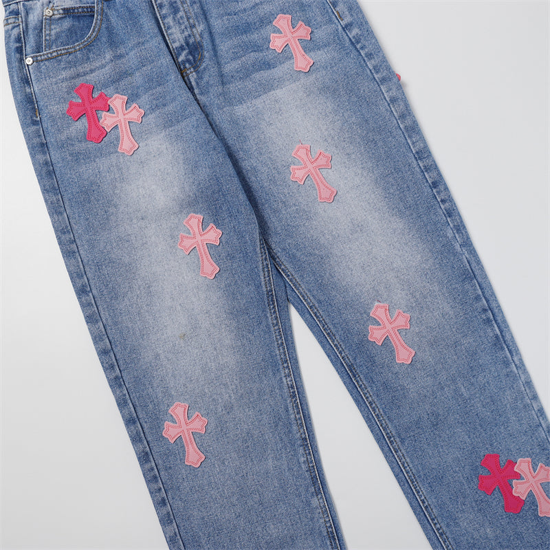 Chrome Hearts Distressed Denim Jeans | Stretch Tapered Fit