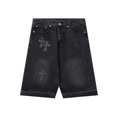 Chrome Hearts Distressed Denim Jeans | Stretch Tapered Fit
