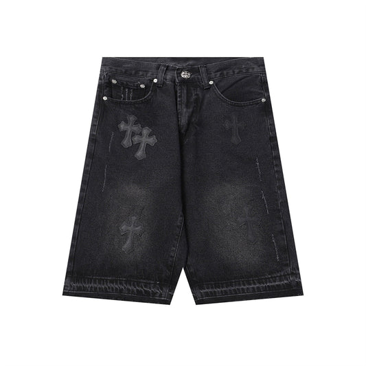 Chrome Hearts Distressed Denim Jeans | Stretch Tapered Fit