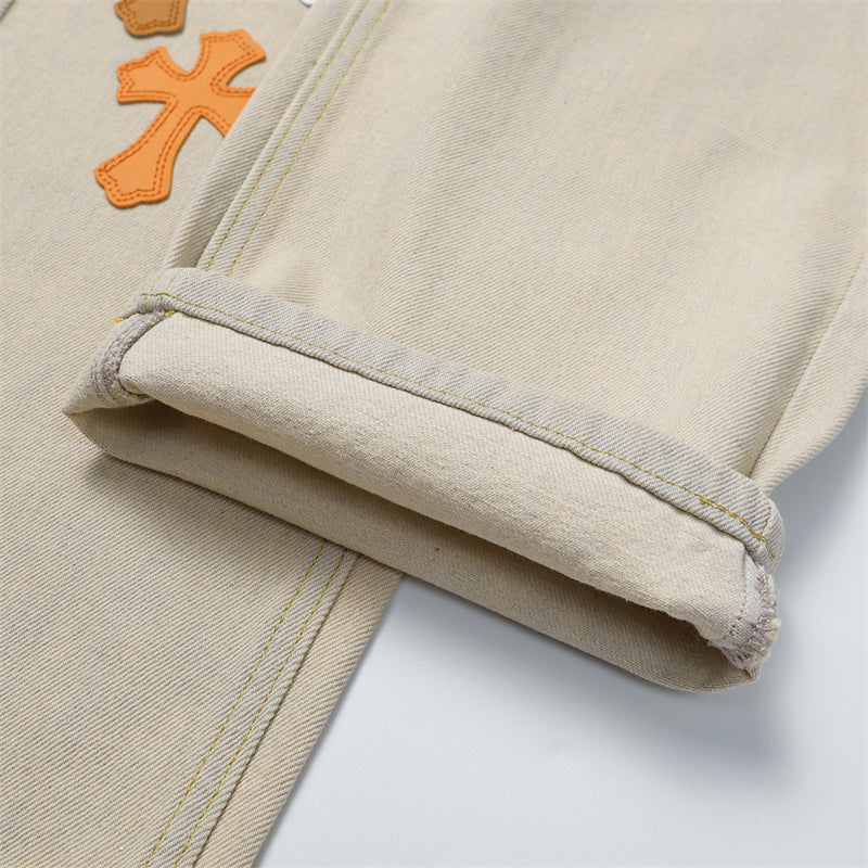 Chrome Hearts Distressed Denim Jeans | Stretch Tapered Fit