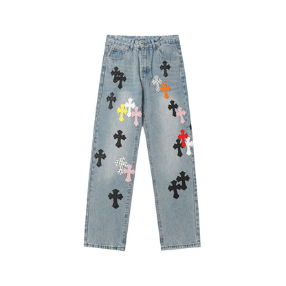 Chrome Hearts Distressed Denim Jeans | Stretch Tapered Fit