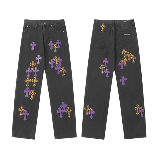 Chrome Hearts Distressed Denim Jeans | Stretch Tapered Fit