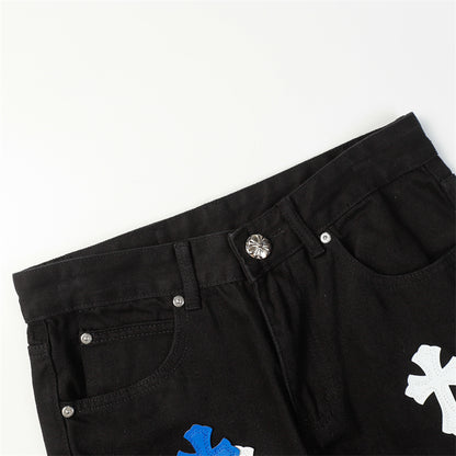 Chrome Hearts Distressed Denim Jeans | Stretch Tapered Fit