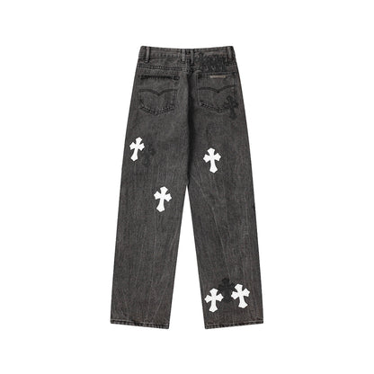 Chrome Hearts Distressed Denim Jeans | Stretch Tapered Fit