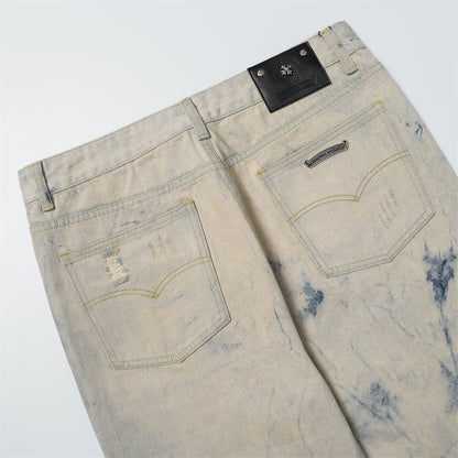 Chrome Hearts Distressed Denim Jeans | Stretch Tapered Fit