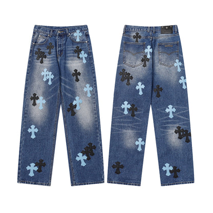 Chrome Hearts Distressed Denim Jeans | Stretch Tapered Fit