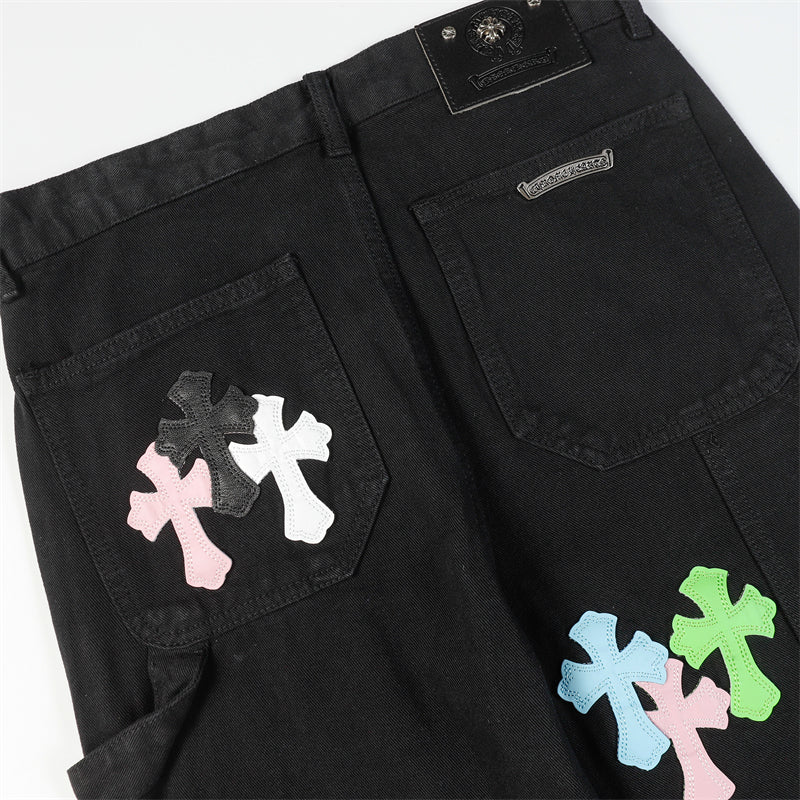 Chrome Hearts Distressed Denim Jeans | Stretch Tapered Fit