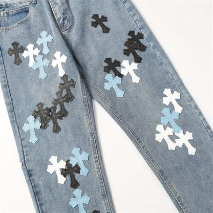 Chrome Hearts Distressed Denim Jeans | Stretch Tapered Fit
