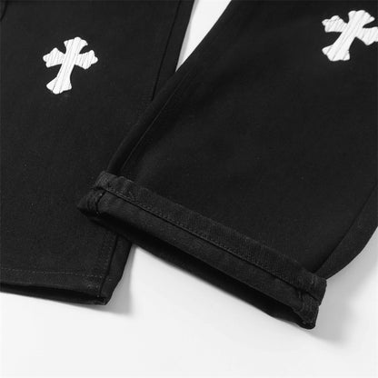 Chrome Hearts Distressed Denim Jeans | Stretch Tapered Fit
